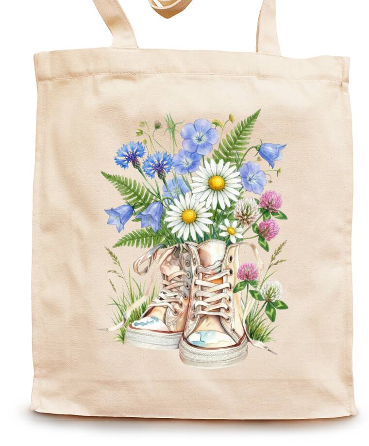 Сумки-шопперы Кветкі ў кедах