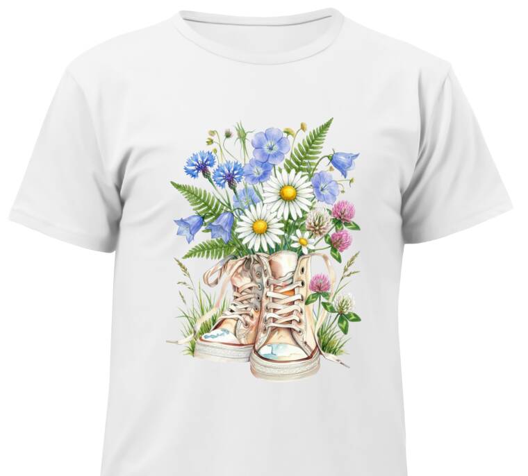 Майки, футболки детские Кветкі ў кедах
