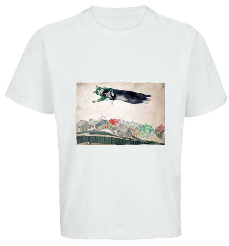 Майки, футболки оверсайз Шагал - коты - Над городом