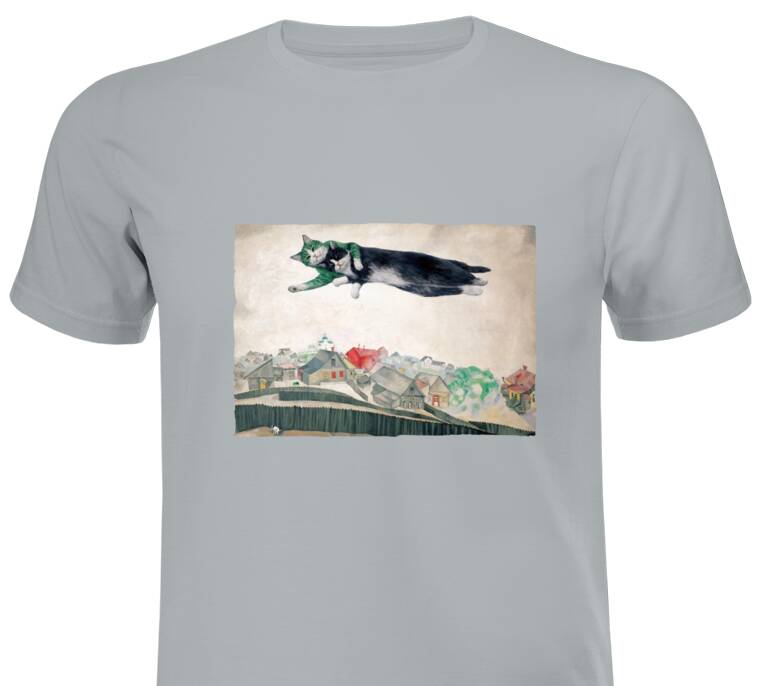 Майки, футболки оптом Шагал - коты - Над городом