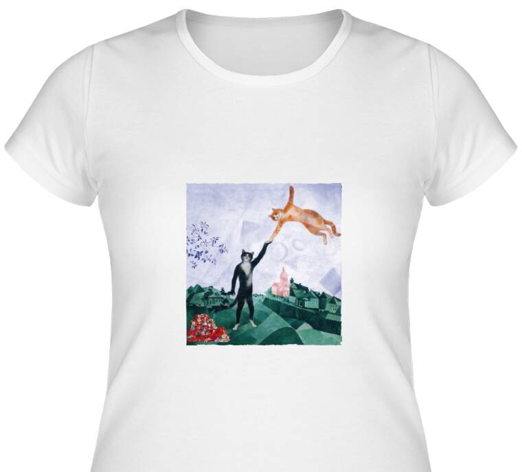 Майки, футболки женские Шагал - коты - Прогулка