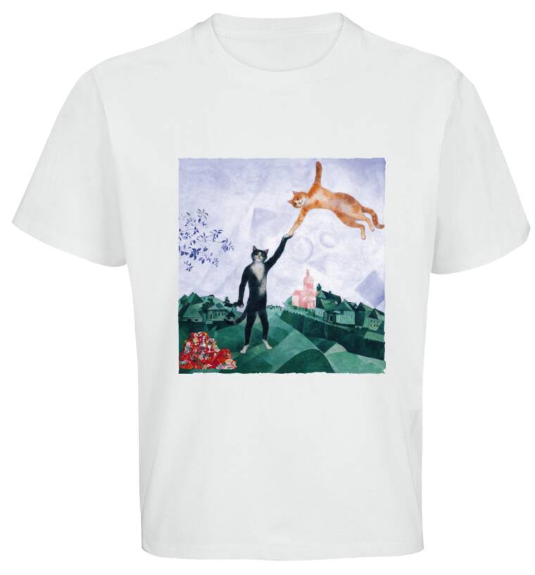 Майки, футболки оверсайз Шагал - коты - Прогулка