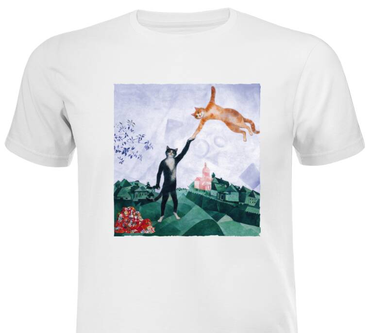 Майки, футболки больших размеров Шагал - коты - Прогулка