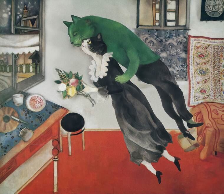 Репродукции картин Свидание - коты (по мотивам Шагала)
