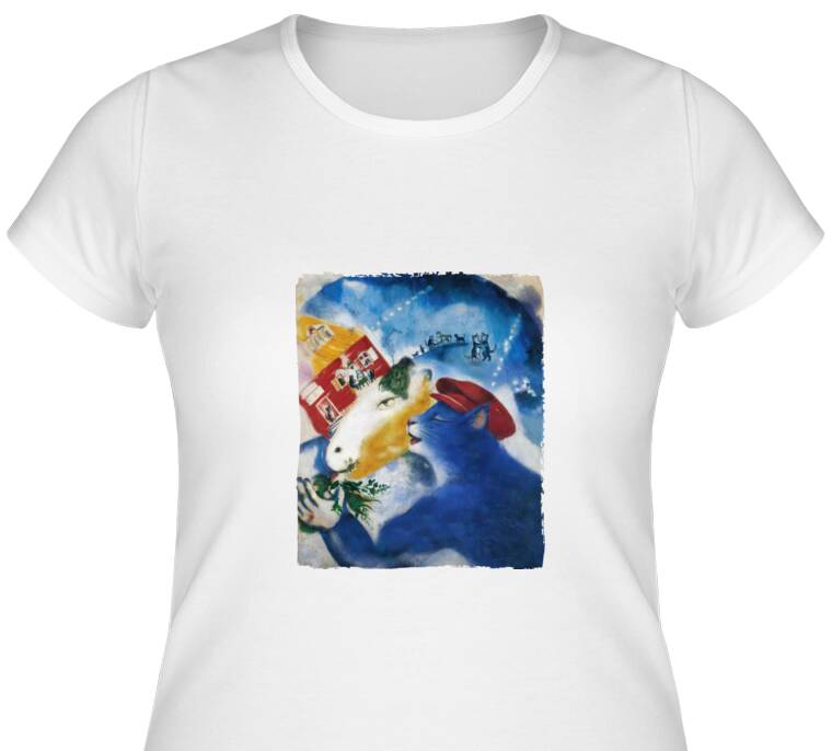 Майки, футболки женские Шагал - коты - Крестьянская жизнь