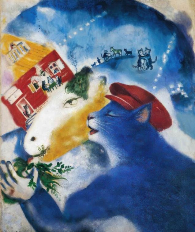 Репродукции картин Крестьянская жизнь - коты (по мотивам Шагала)