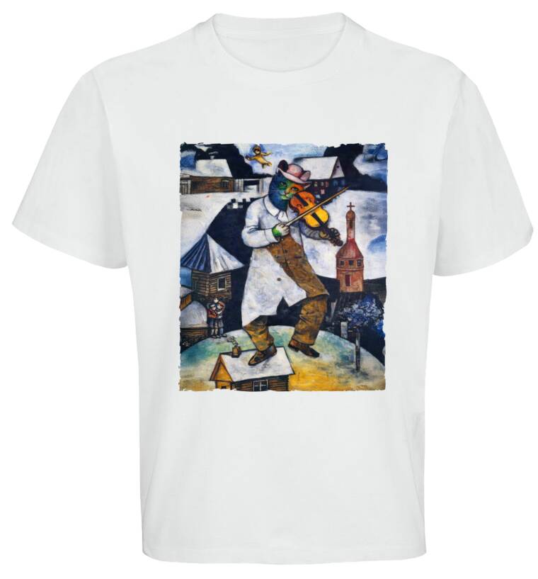 Майки, футболки оверсайз Шагал - коты - Скрипач