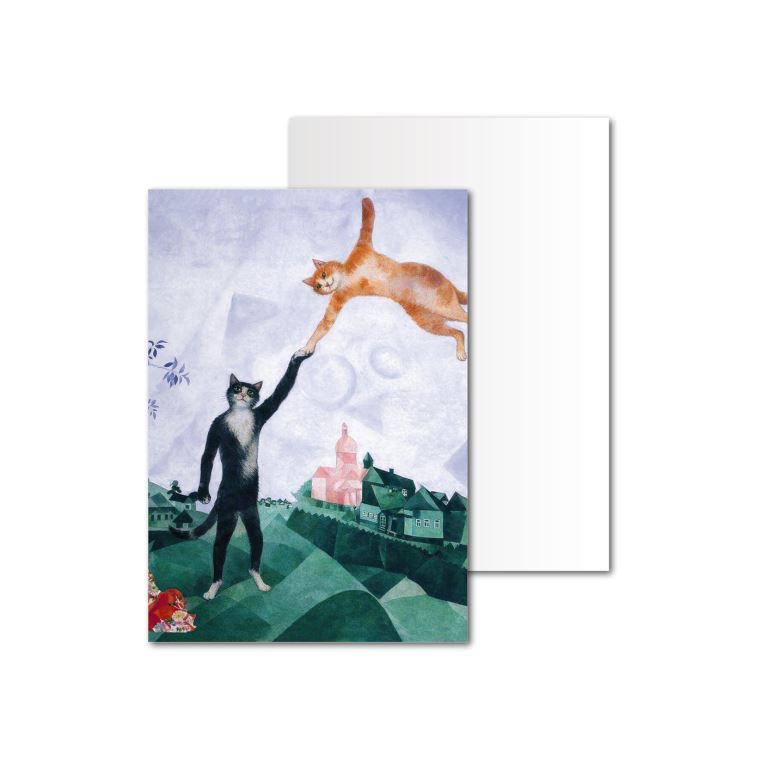 Открытки на картоне, плотной бумаге Шагал - коты - Прогулка