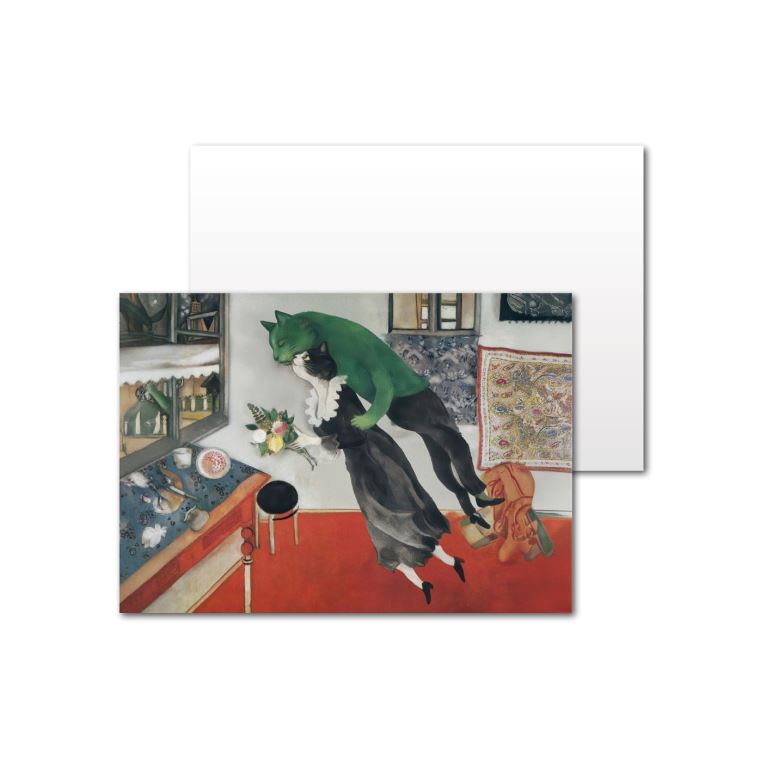 Открытки на картоне, плотной бумаге Шагал - коты - Свидание