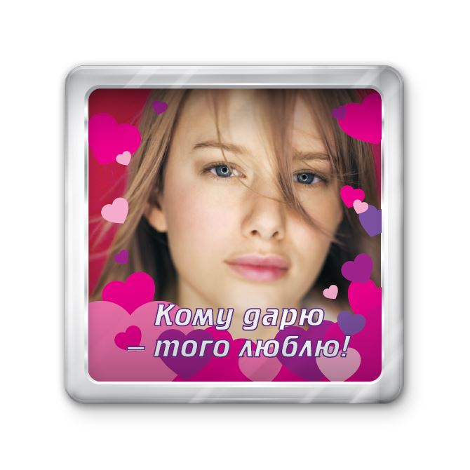 Магниты с фото, логотипом Розовые сердца