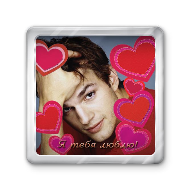 Magnets with photo, logo Red-pink hearts.