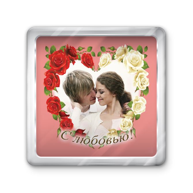 Магниты с фото, логотипом Свадебный розовый