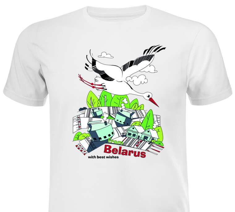 T-shirts, T-shirts Color. Belarus white stork