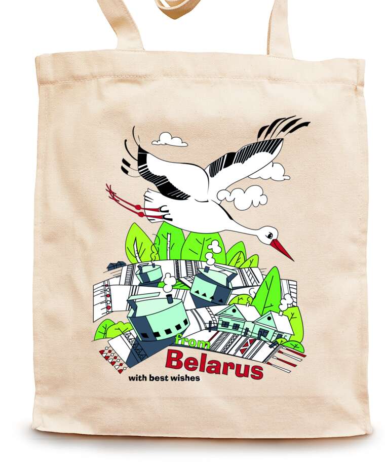 Shopping bags Color. Belarus white stork