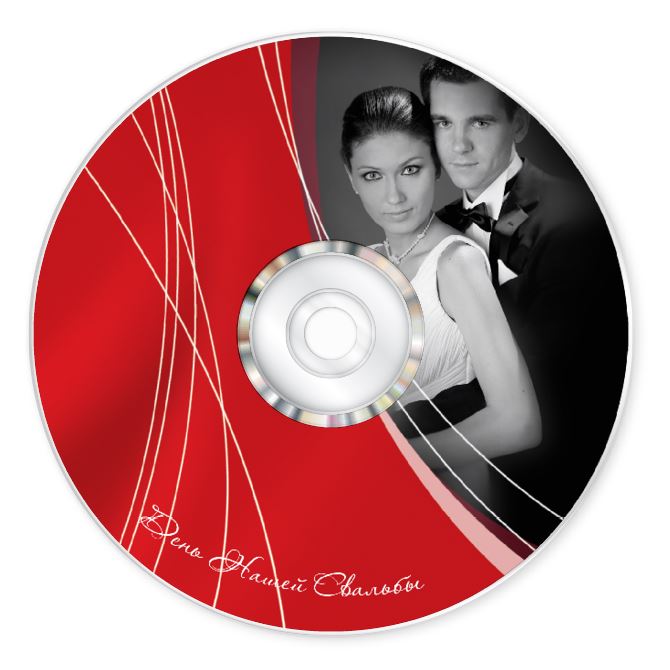 Наклейки, печать на дисках CD, DVD Красный элегантный
