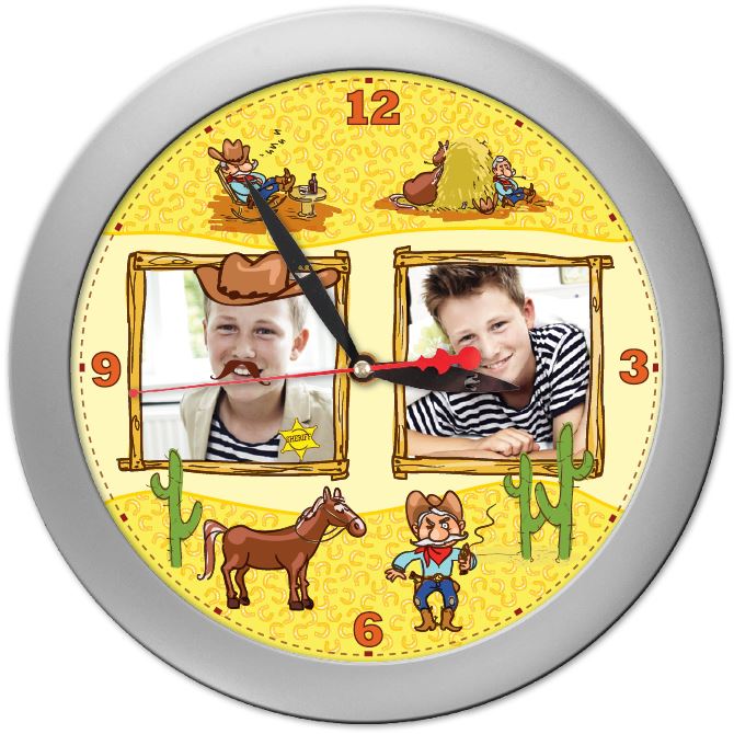 Wall clock Cowboys in the desert