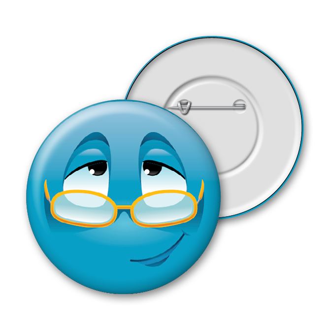 Icons Blue smiley with glasses.