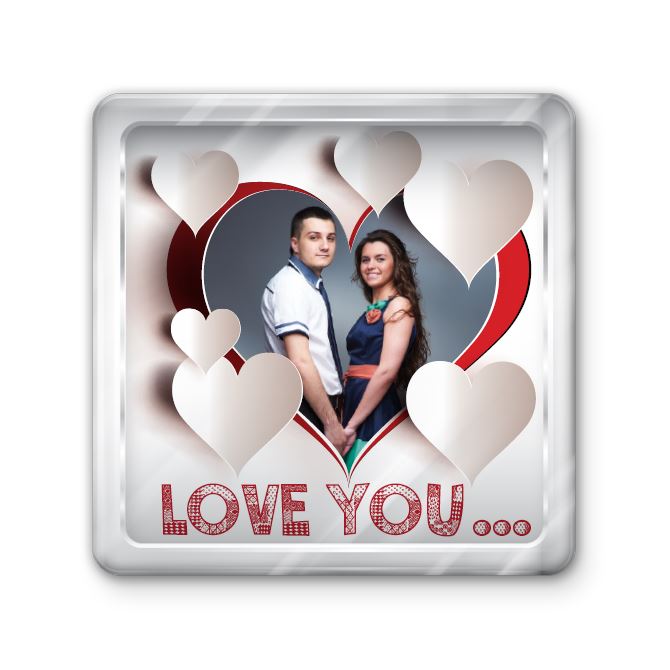 Magnets with photo, logo Surround the heart.