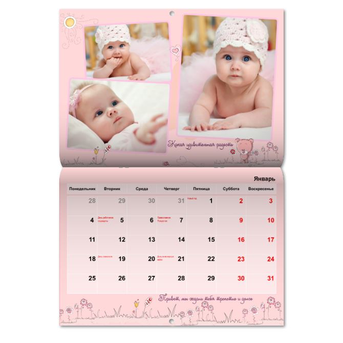 Календари журнальные Мишки розовый