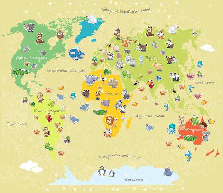 Фотообои Children's map of the world