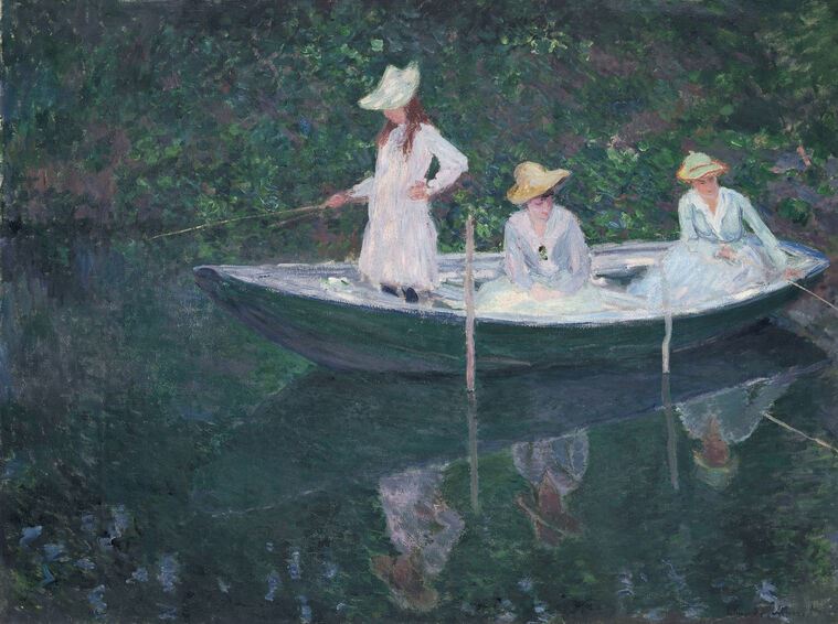 Картины Claude Monet In the Norwegian Boat at Giverny