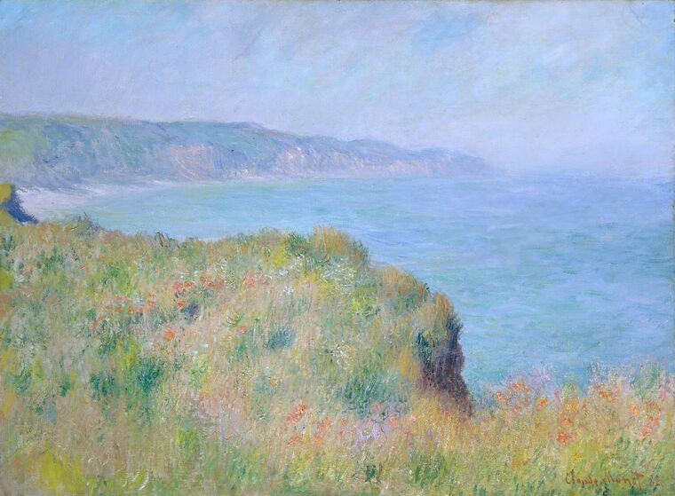 Купить и печать на заказ Картины на пластике, пеноркартоне Клод Моне Cliff near Pourville