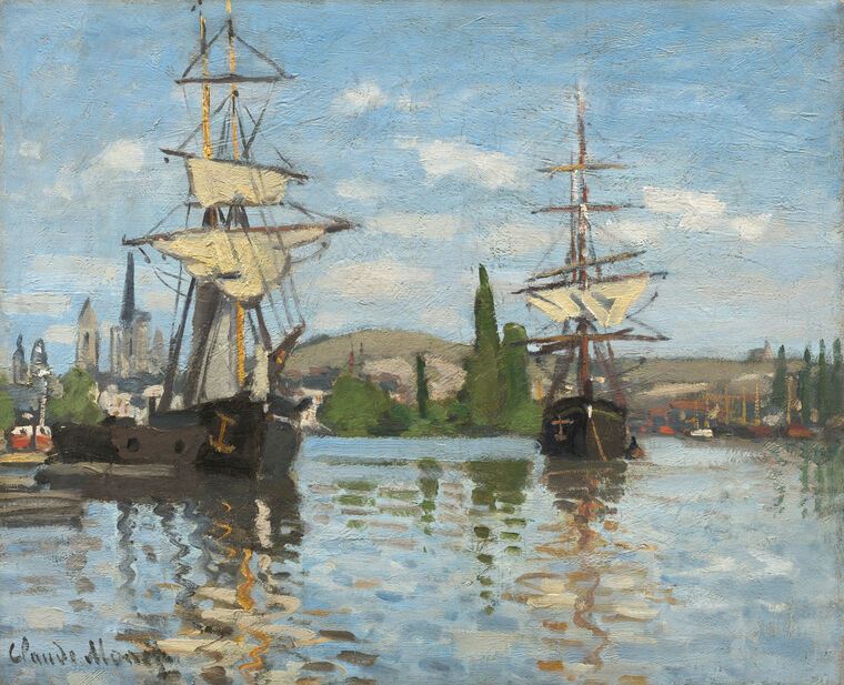 Купить и печать на заказ Репродукции картин Клод Моне Ships Sailing on the Seine at Rouen