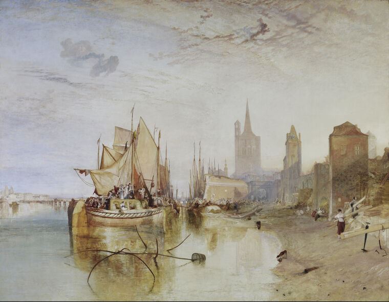 Купить и печать на заказ Репродукции картин Уильям Тёрнер Cologne - The Arrival of a Packet-Boat, Evening