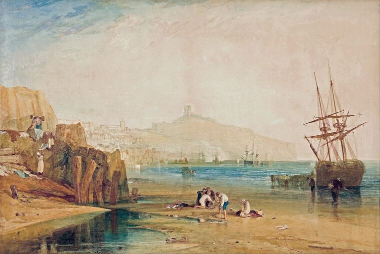 Репродукции картин William Turner Scarborough Town and Castle, Morning, Boys Catching Crabs