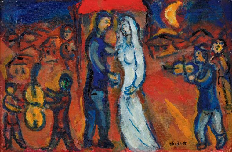 Репродукции картин Marc Chagall's Les Maries Sous Le Baldaquin