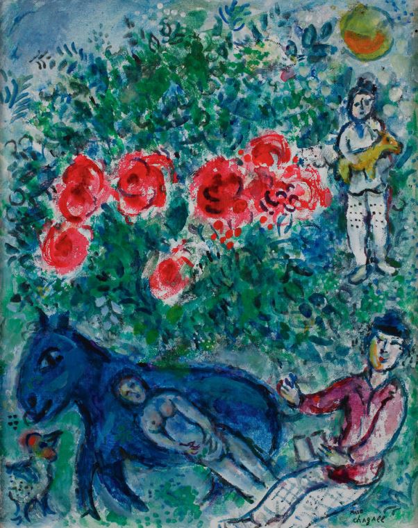 Картины на пластике, пеноркартоне Marc Chagall L'ane Bleu
