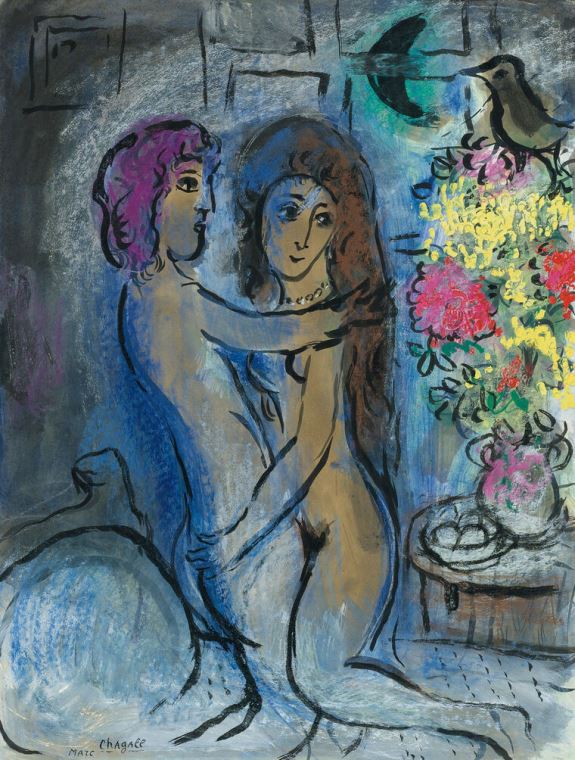 Репродукции картин Marc Chagall Le Couple Bleu