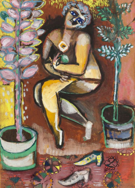 Купить и печать на заказ Репродукции картин Обнаженная, сидящая в цветке