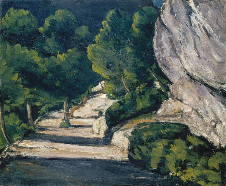 Картины Paul Cezanne Landscape, Road with Trees in Rocky Mountains