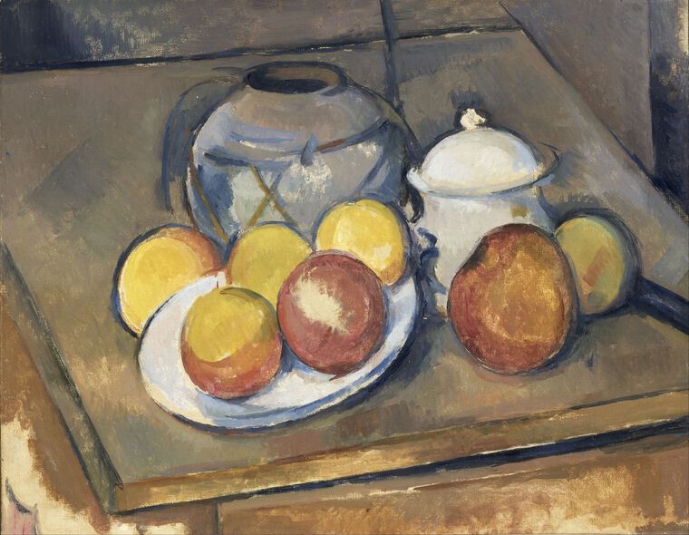 Картины на пластике, пеноркартоне Paul Cezanne Straw-Trimmed Vase, Sugar Bowl and Apples Картины на пластике, пеноркартоне Paul Cezanne Straw-Trimmed Vase, Sugar Bowl and Apples
