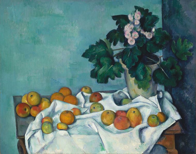 Картины Paul Cezanne Apples and a Pot of Primroses