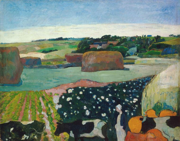 Картины на пластике, пеноркартоне Paul Gauguin Haystacks in Brittany