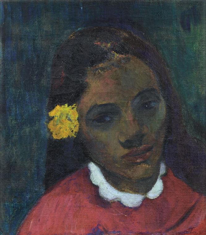 Купить и печать на заказ Картины Поль Гоген Head of Tahitian Woman with a Flower in Hair
