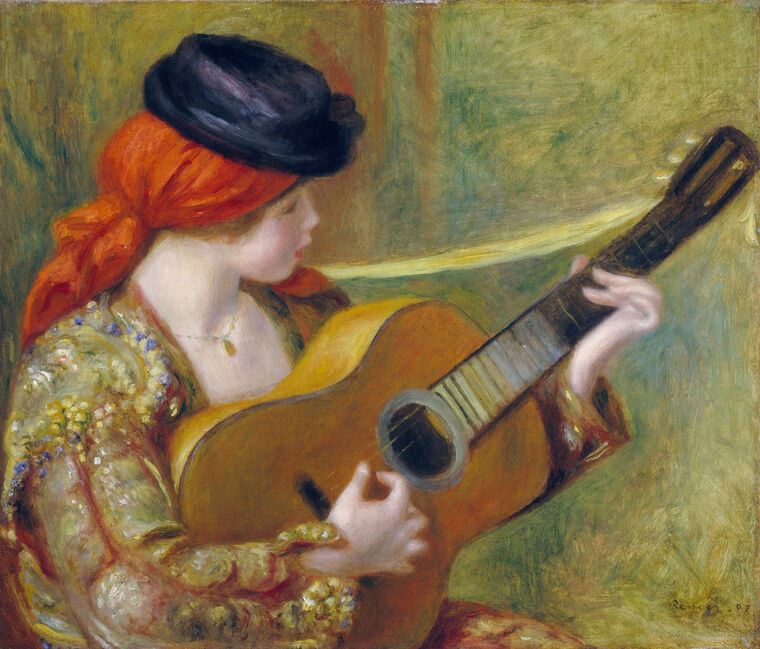 Картины на пластике, пеноркартоне Pierre Auguste Renoir Young Spanish Woman with a Guitar