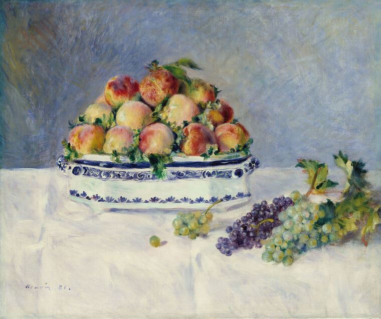 Картины на подрамнике Pierre Auguste Renoir Still Life with Peaches and Grapes Картины на подрамнике Pierre Auguste Renoir Still Life with Peaches and Grapes