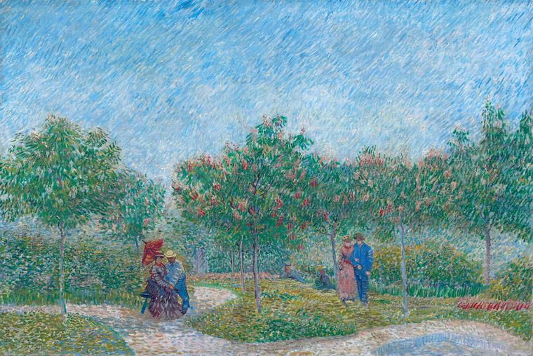 Картины на пластике, пеноркартоне Vincent van Gogh Courting Couples in the Voyer d'argenson Park in Asniere