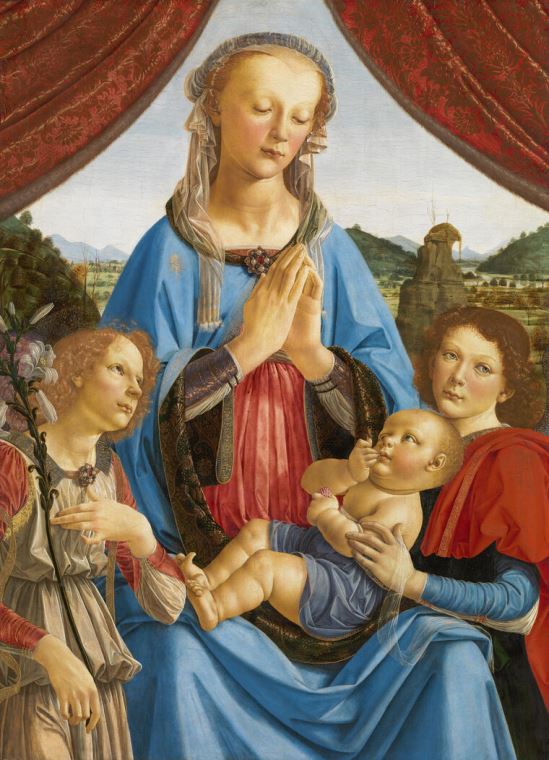 Купить и печать на заказ Репродукции картин Мадонна с младенцем и двумя ангелами