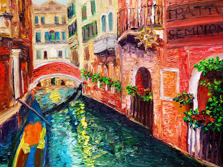 Купить и печать на заказ Репродукции картин Канал и мост в Венеции