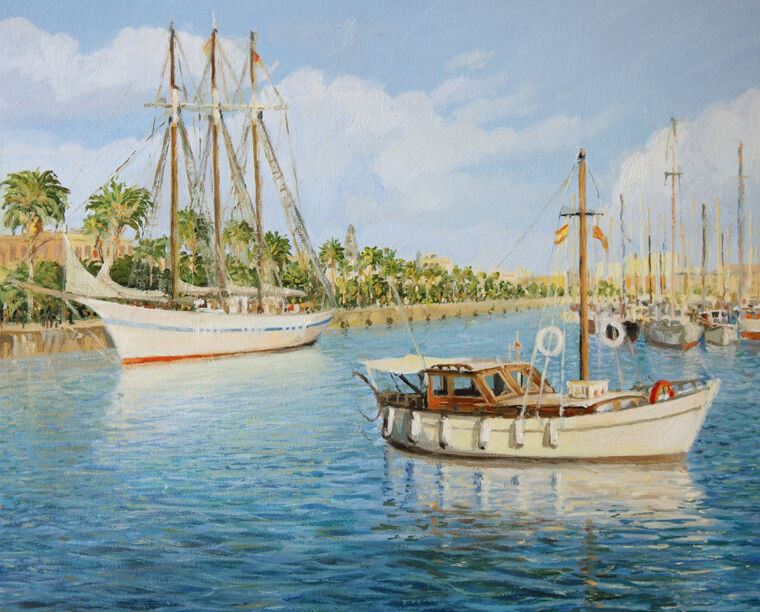Купить и печать на заказ Картины Яхты у берега