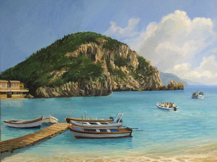 Купить и печать на заказ Репродукции картин Залив Палеокастрицы на острове Корфу