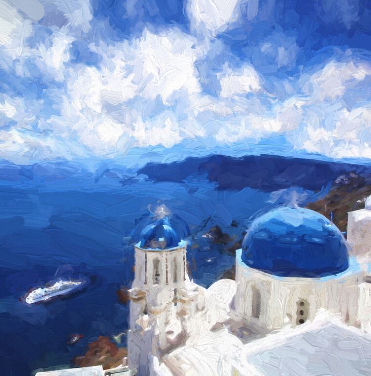 Репродукции картин View from Santorini island