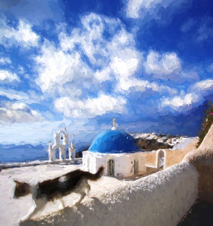 Reproduction paintings The urban landscape in Santorini
