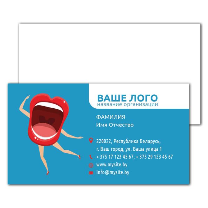 Business cards are standard Dentist blue background