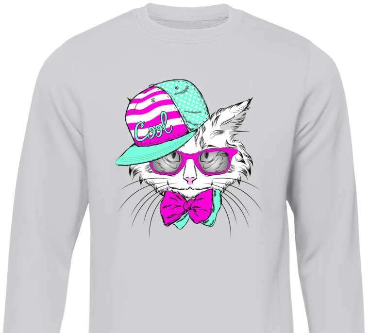 Sweatshirts Cat in pink glasses