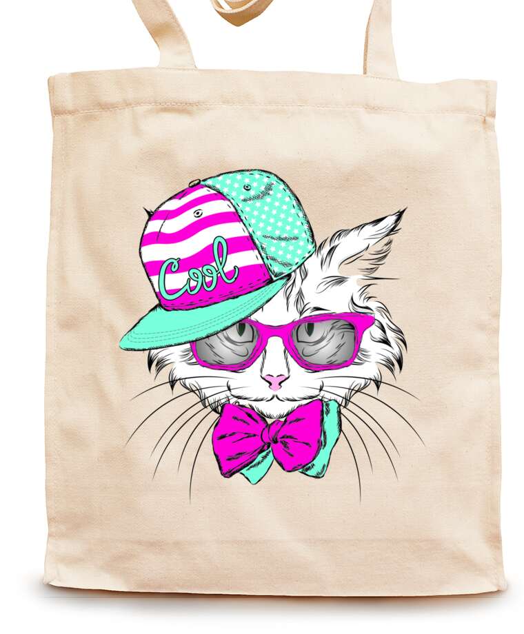 Shopping bags Cat in pink glasses